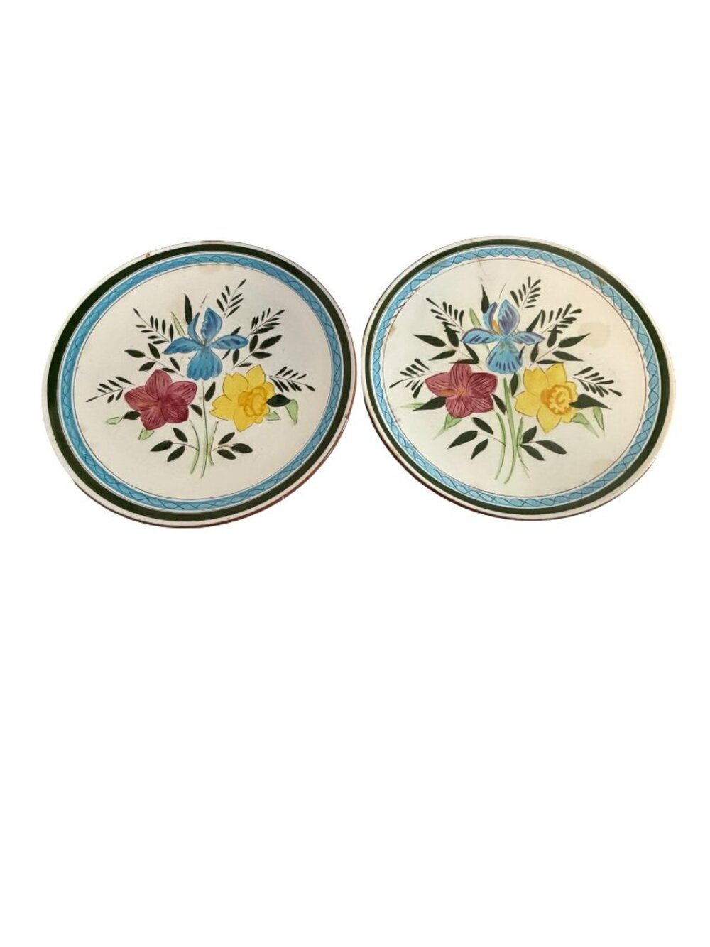 Vintage Stangl Pottery Country Garden Dinner Plates Set of 2 Hand Painted 10"